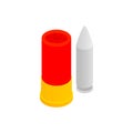 Shotgun shell and bullet isometric 3d icon