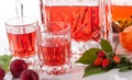 Shots with raspberry liqueur Royalty Free Stock Photo