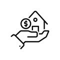 Black line icon for Should, house and currency