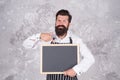 Should try this. restaurant chef cuisine. brutal bearded man with blackboard. hipster barista pointing finger. feel the