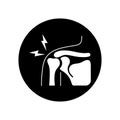 Shoulder arthritis black glyph icon. Inflammation joint. Sign for web page, mobile app, button, logo.