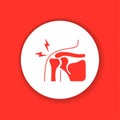 Shoulder arthritis color glyph icon. Inflammation joint.