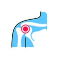 Shoulder arthritis line color icon. Inflammation joint. Sign for web page, mobile app, button, logo. Editable stroke