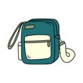 Shoulder bag in cartoon style. Vector illustration of cross body bag isolated on white
