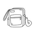 Shoulder bag in doodle style. Vector illustration of cross body bag isolated on white