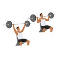 Shoulder Exercises. Barbell shoulder press. Flat Design Bodybuilder Royalty Free Stock Photo