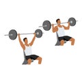 Shoulder Exercises. Barbell shoulder press. Flat Design Bodybuilder