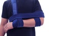 Shoulder immobilizer color icon. Sling and swathe. Broken arm, shoulder injury treatment. Arm fix brace Royalty Free Stock Photo