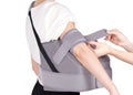 Shoulder Joint Brace. Orthopedic Arm Elbow Stabilizer with abduction pad. Bandage on the shoulder joint Royalty Free Stock Photo