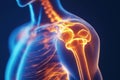 Highlighting shoulder joints in the human body with neon colors to depict joint pain Royalty Free Stock Photo
