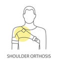 Shoulder orthosis icon in vector, linear illustration