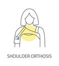 Shoulder orthosis icon in vector, linear illustration