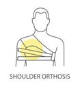 Shoulder orthosis icon in vector, linear illustration