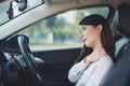 Shoulder pain by drive a car Royalty Free Stock Photo