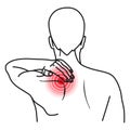 Shoulder pain icon, injury or disease problem