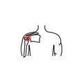 shoulder problems, pain icon. Element of health care for mobile concept and web apps icon. Thin line icon for website design and Royalty Free Stock Photo