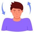 Shoulder shrugging exercise. Neck tension relaxation icon Royalty Free Stock Photo