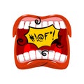 Shout swearing words in speech bubble. Cry Open mouth. Teeth and Royalty Free Stock Photo