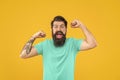 shouting bearded man in studio. bearded man on background. Royalty Free Stock Photo