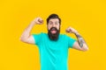 shouting bearded man in studio. bearded man on background. Royalty Free Stock Photo