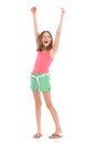 Shouting girl with arms raised Royalty Free Stock Photo