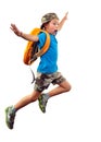 Shouting jumping boy isolated over white Royalty Free Stock Photo