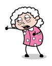 Shouting - Old Cartoon Granny Vector Illustration Royalty Free Stock Photo