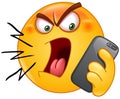 Shouting on phone emoticon Royalty Free Stock Photo