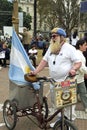 Shouting Street Vendor, Argentine Flag, long beard