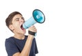 Shouting teenager with megaphone