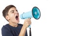 Shouting teenager with megaphone