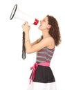 Shouting young woman with megaphone