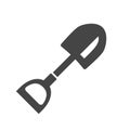 Shovel bold black silhouette icon isolated on white. Spade, gardening, farm equipment, tool. Royalty Free Stock Photo