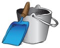 Shovel and bucket garbage Royalty Free Stock Photo