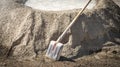 Shovel with a cement. Construction site Royalty Free Stock Photo