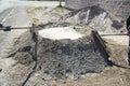 Shovel with a cement. Construction site Royalty Free Stock Photo