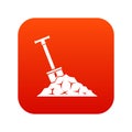 Shovel in coal icon digital red