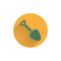 Shovel flat icon with long shadow. Mini shovel tool flat icon Royalty Free Stock Photo