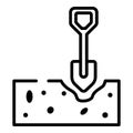 Shovel digging soil icon, outline style