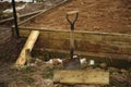 Shovel in dirt for ground Royalty Free Stock Photo