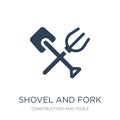 shovel and fork icon in trendy design style. shovel and fork icon isolated on white background. shovel and fork vector icon simple Royalty Free Stock Photo