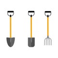 Shovel, forks, spade icon isolated on white background. Set of garden tool Royalty Free Stock Photo