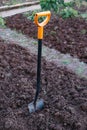 Shovel, garden spade in the ground, soil