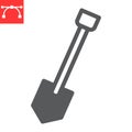 Shovel glyph icon, construction and agriculture, shovel sign vector graphics, editable stroke solid icon, eps 10.