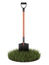 Shovel in green grass Royalty Free Stock Photo