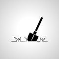 Shovel in ground line icon. Shovel linear outline icon Royalty Free Stock Photo