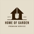 shovel home garden logo vector vintage illustration template icon graphic design Royalty Free Stock Photo