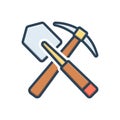 Color illustration icon for Shovel, tool and dig