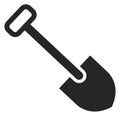 Shovel icon. Garden spade black symbol. Farm tool