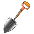 Shovel icon. Vector of garden shovel. Hand drawn bayonet shovel